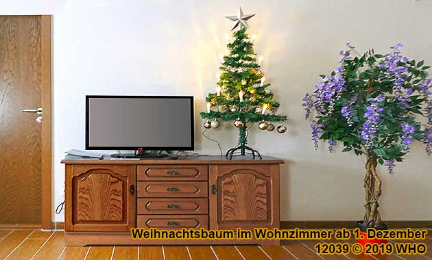 Weihnachtsbaum im Wohnzimmer der Ferienwohnung Wilhelm Hermann, Oberwesel am Rhein