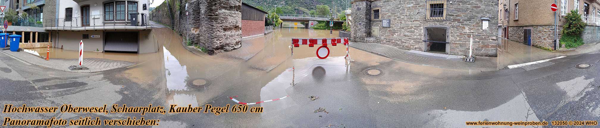 Hochwasser Oberwesel, Schaarplatz, Kauber Pegel 650 cm